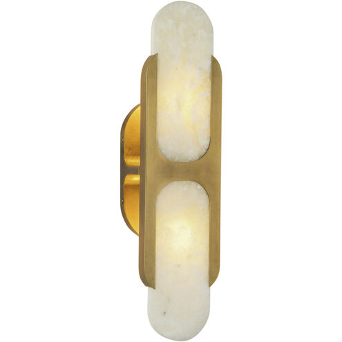 Odin 2 Light 17 inch Vintage Brass ADA Wall Sconce Wall Light in Vintage Brass and Alabaster