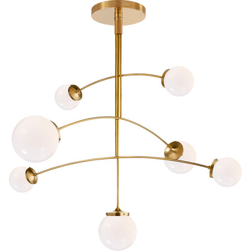 kate spade new york Prescott 7 Light 55 inch Soft Brass Mobile Chandelier Ceiling Light in White Glass, Large