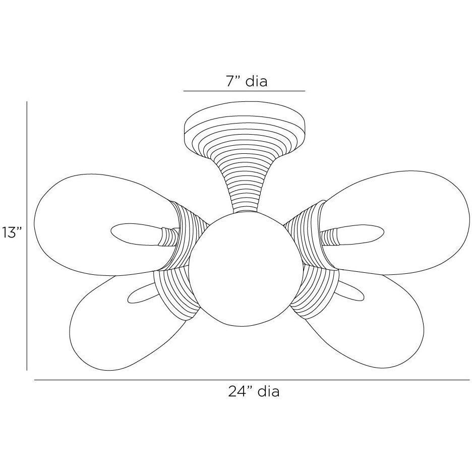 Giselle 6 Light 24 inch Antique Brass Flush Mount Ceiling Light