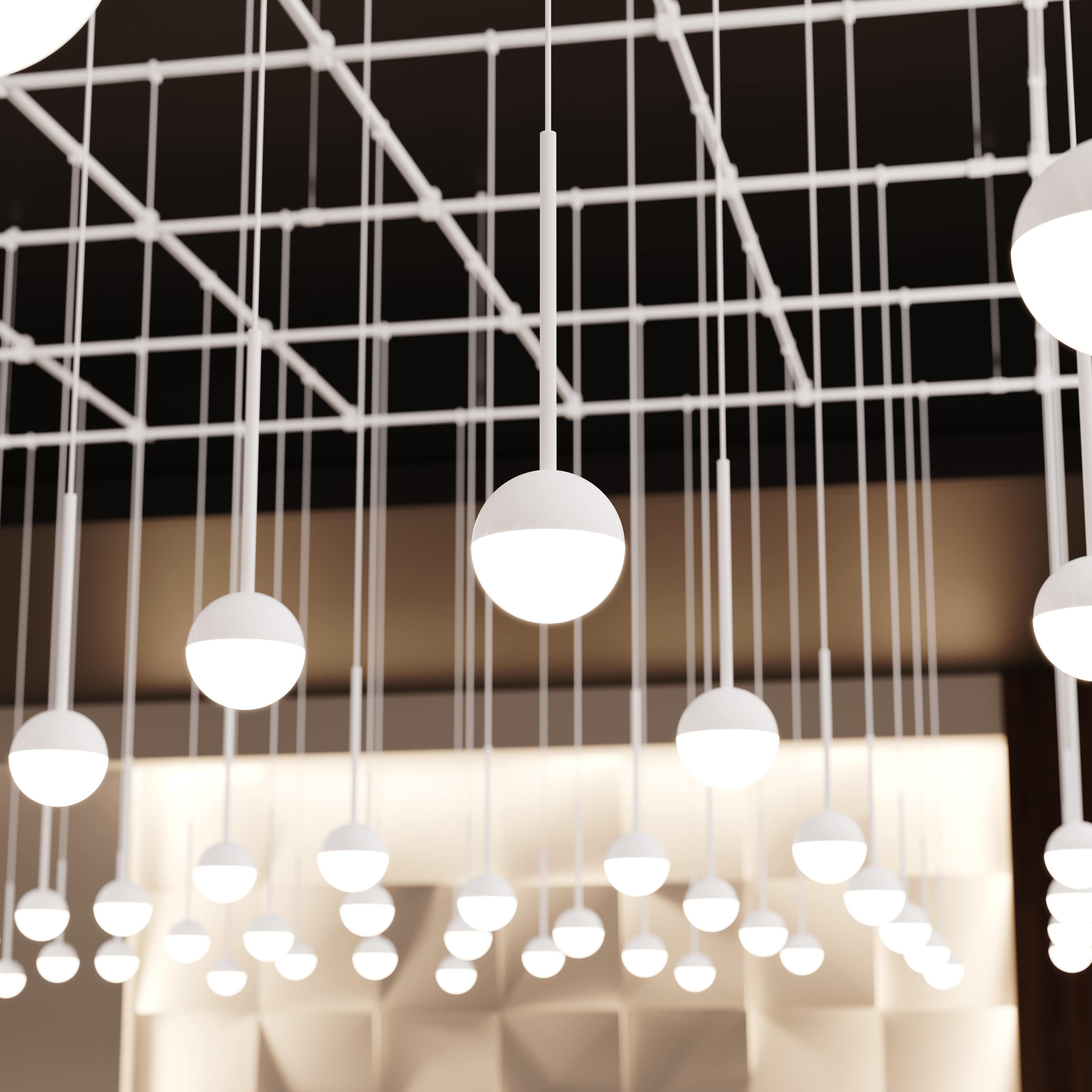 Suspenders LED 97 inch Satin White Suspension Ceiling Light, Multi-light