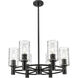 Crown Point 6 Light 24 inch Matte Black Chandelier Ceiling Light in Deco Swirl Glass