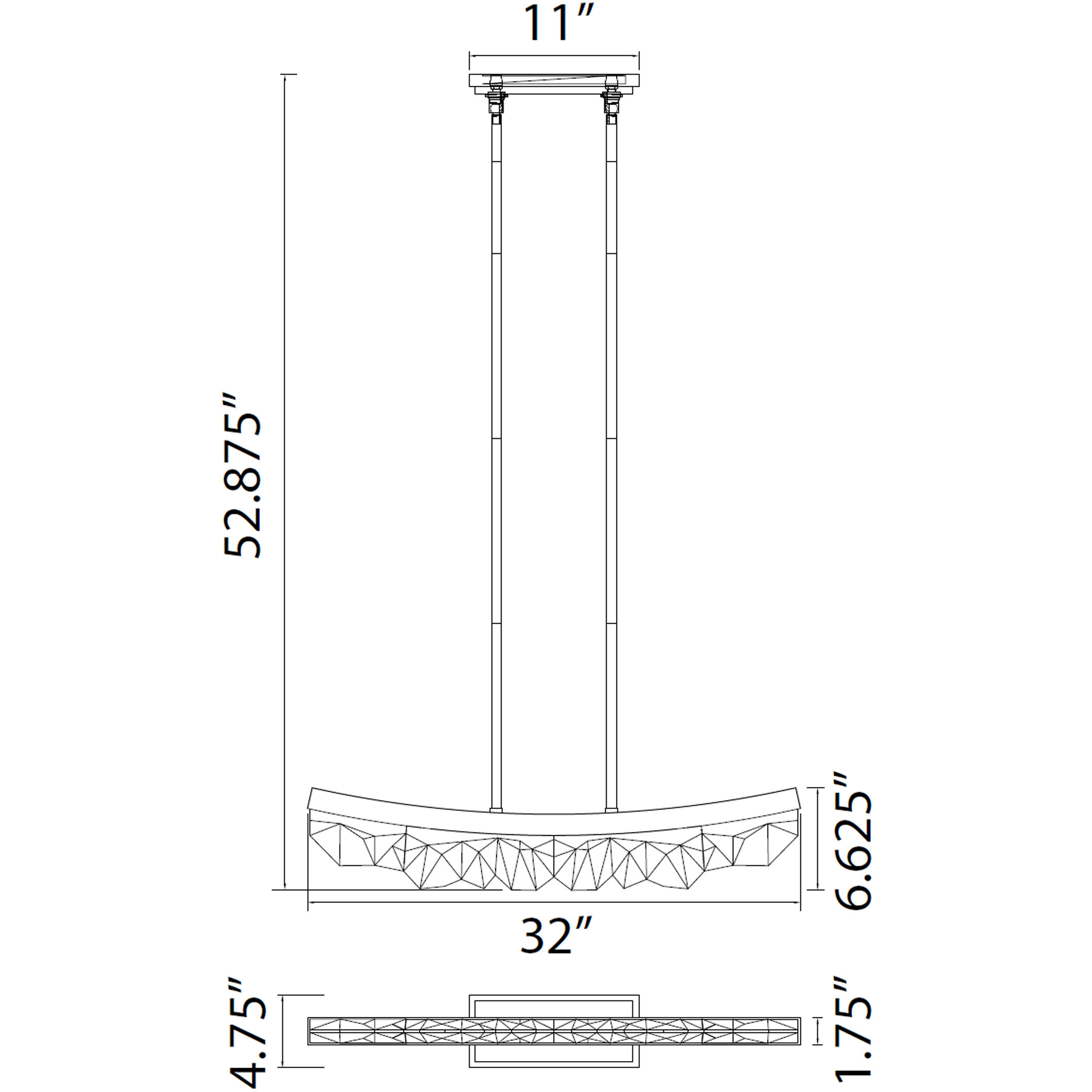 Arcus 1 Light 32 inch Aged Brass Linear Pendant Ceiling Light