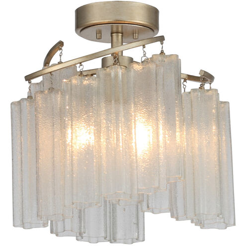 Victoria 3 Light 17 inch Golden Silver Semi-Flush Mount Ceiling Light