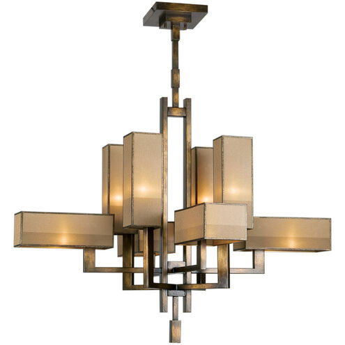Perspectives 8 Light 42 inch Bronze Chandelier Ceiling Light in Gold Organza