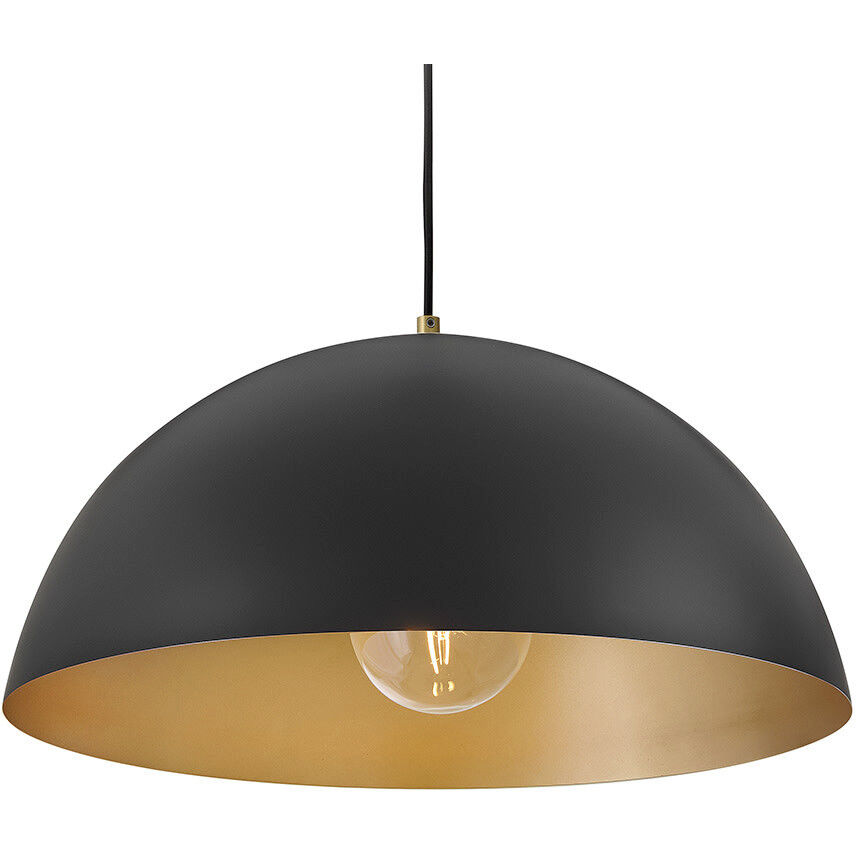 Lou 1 Light 22 inch Black with Lacquered Brass Pendant Ceiling Light