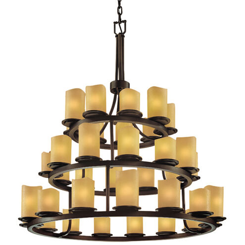 Candlearia LED 42 inch Dark Bronze Chandelier Ceiling Light in Amber (CandleAria), Cylinder with Melted Rim, 25200 Lm LED