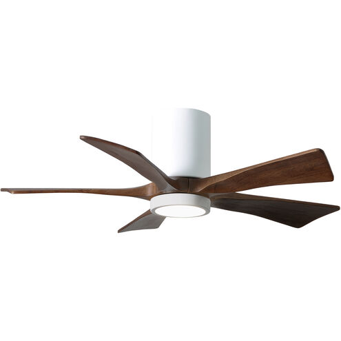 Atlas Irene-5HLK 42 inch Gloss White with Walnut Tone Blades Ceiling Mount Paddle Fan, Flush Mounted