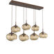 Nova LED LED Burnished Bronze Linear Pendant Ceiling Light in 3000K LED, Floret Inner - Bronze Outer, Multi-Pendant