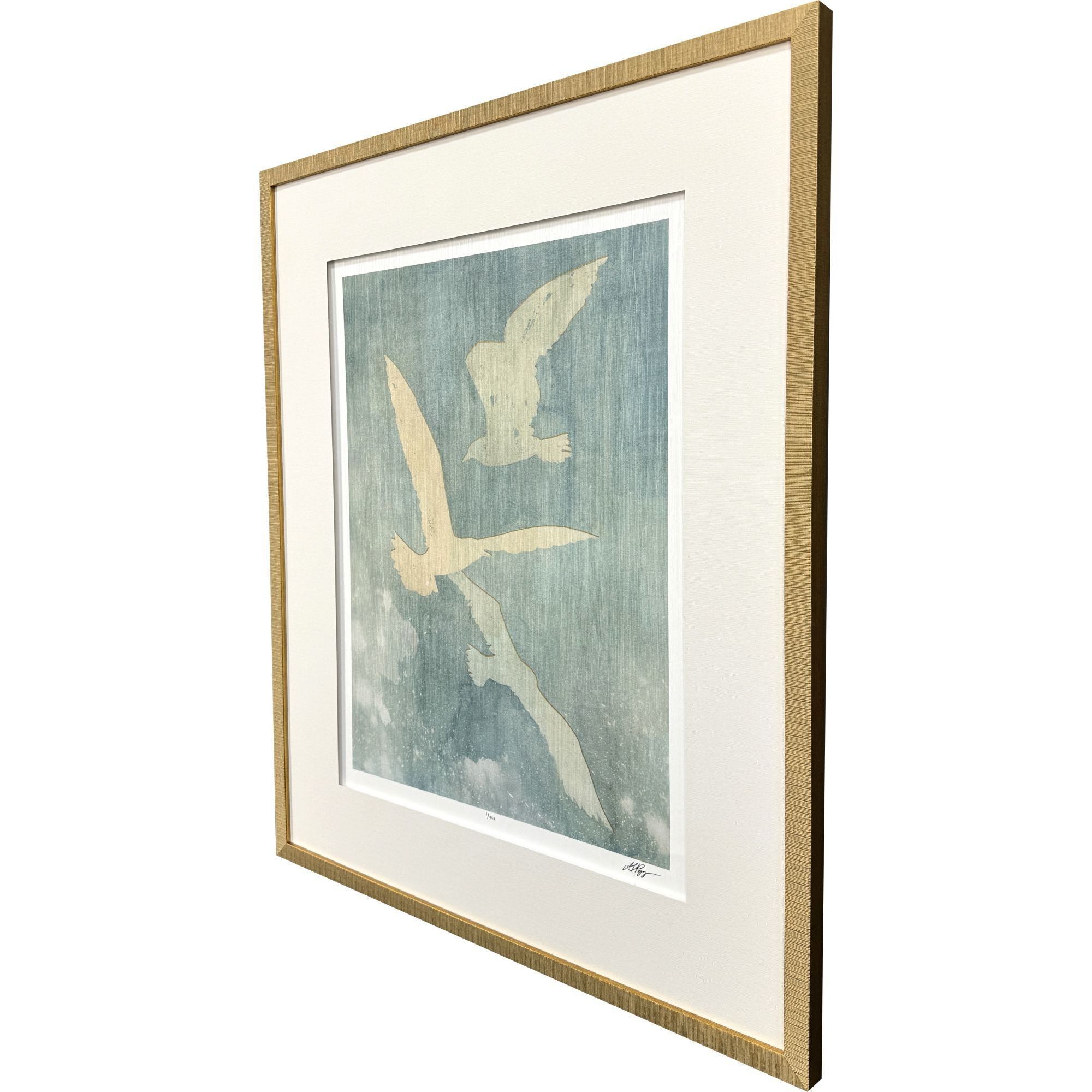 Dancing in the Break Yellow and Blue and White Framed Art