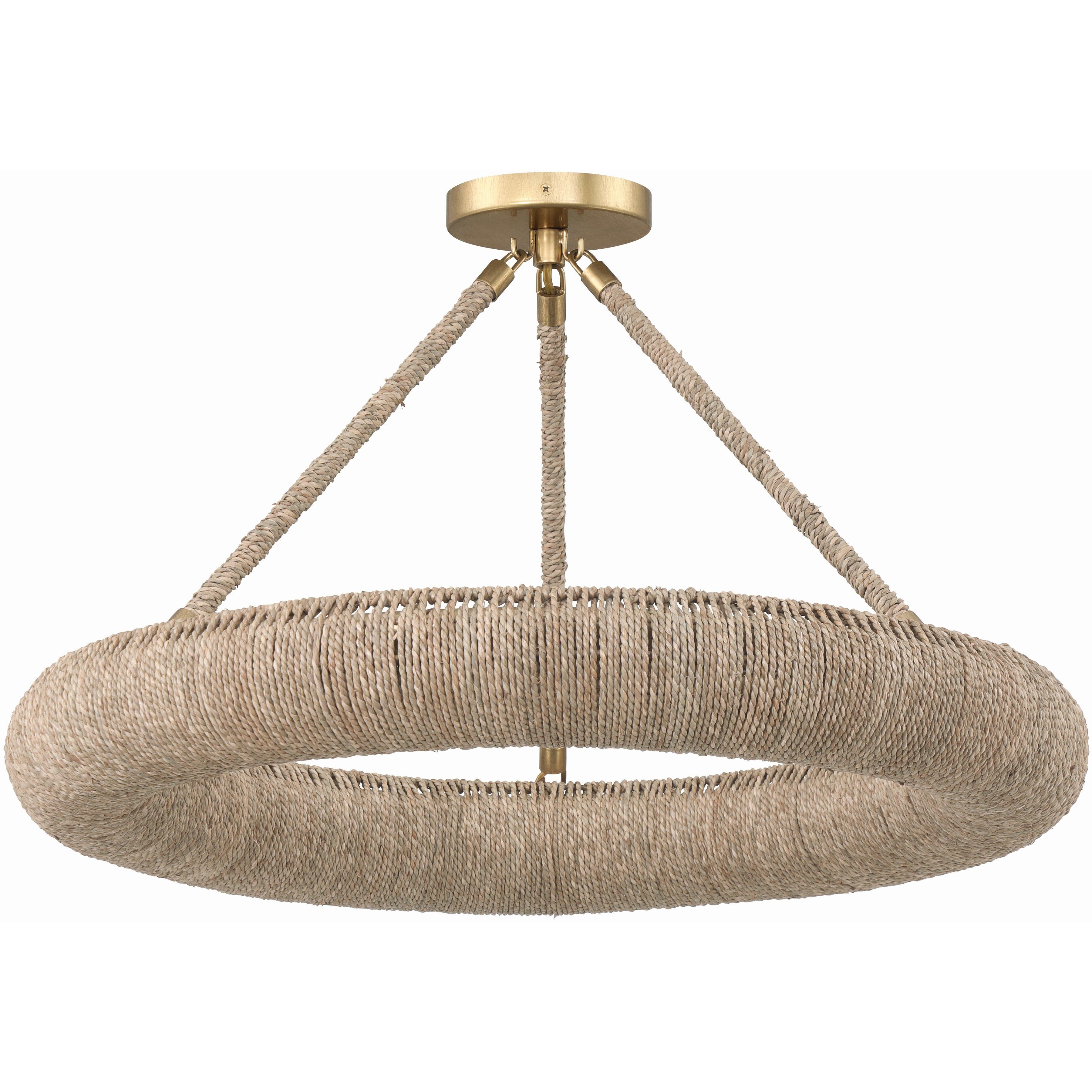 Oakley 1 Light 24 inch Soft Gold Semi Flush Ceiling Light