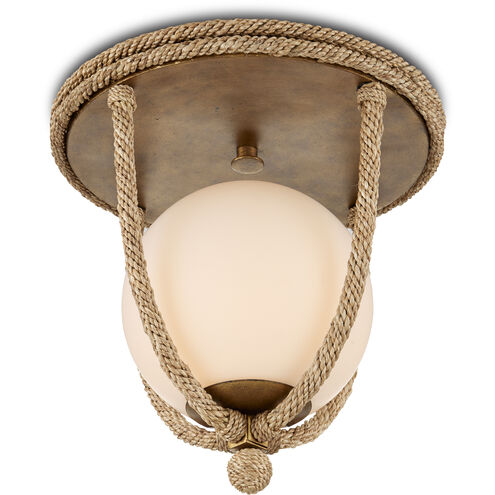 Passageway 1 Light 14.5 inch Natural and Dorado Gold with Frosted White Flush Mount Ceiling Light