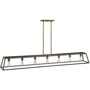 Fulton LED 65 inch Bronze with Heirloom Brass Indoor Linear Chandelier Ceiling Light