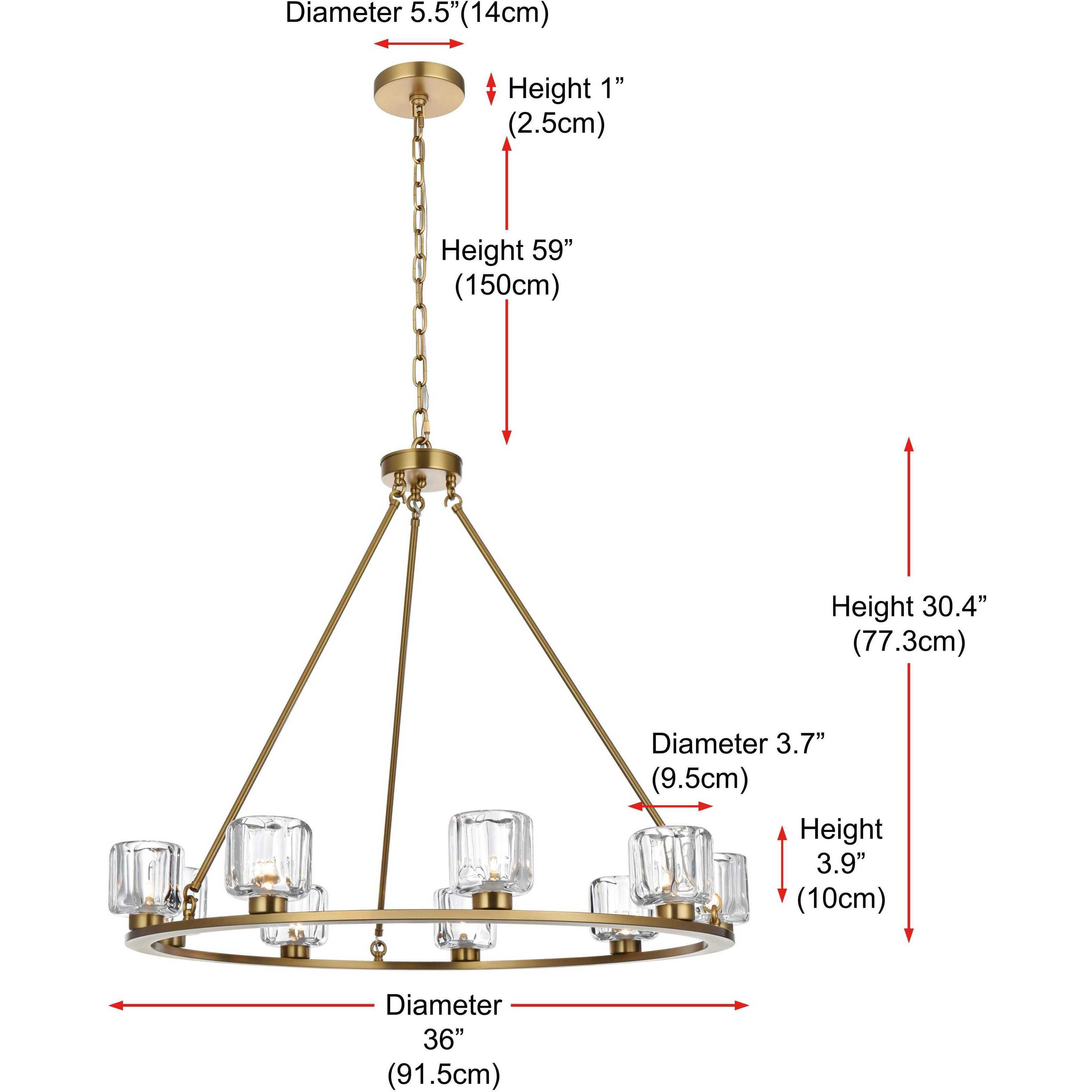 Cadence 9 Light 36 inch Satin Gold Chandelier Ceiling Light