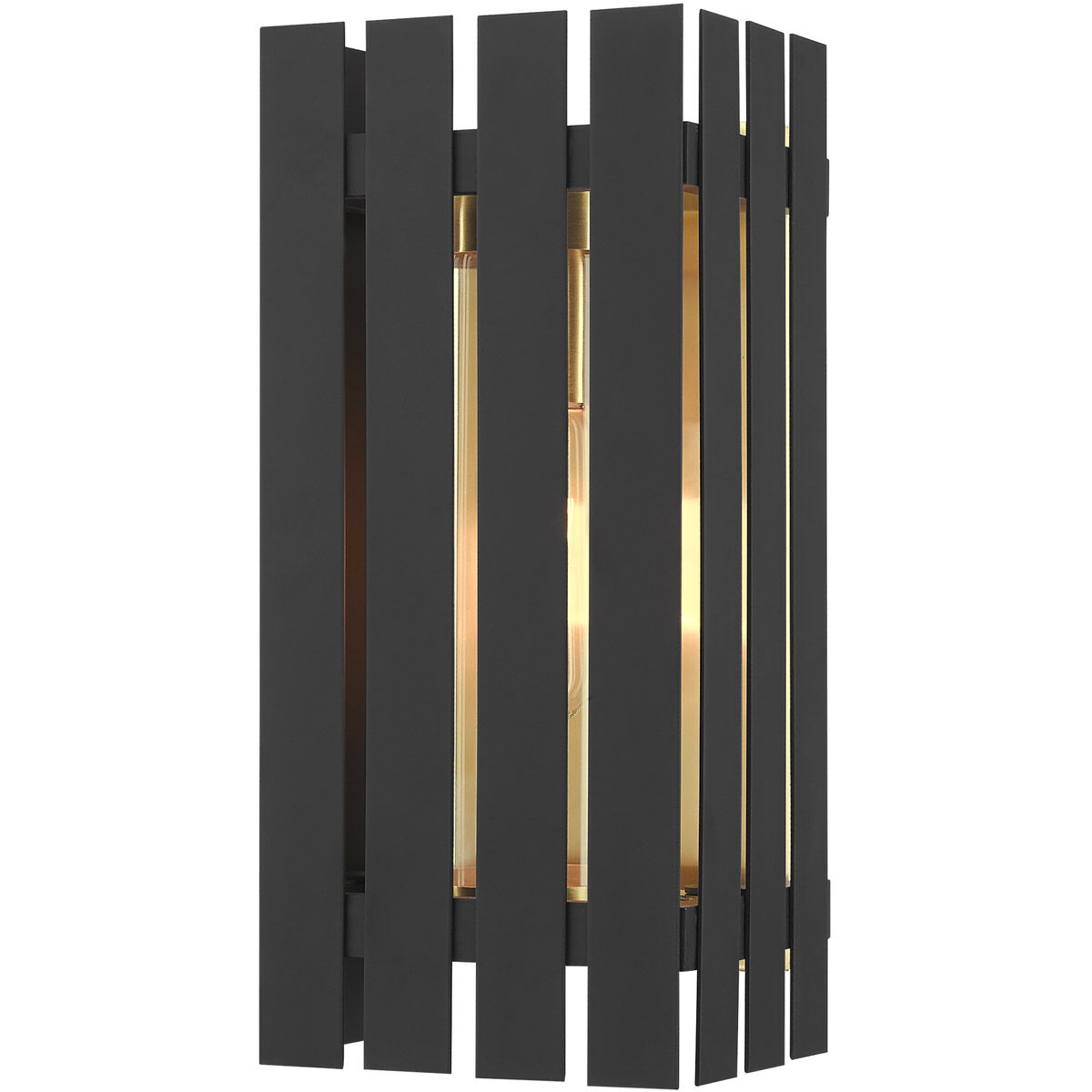 Greenwich 1 Light 10 inch Black with Satin Brass Accents Outdoor Wall Lantern