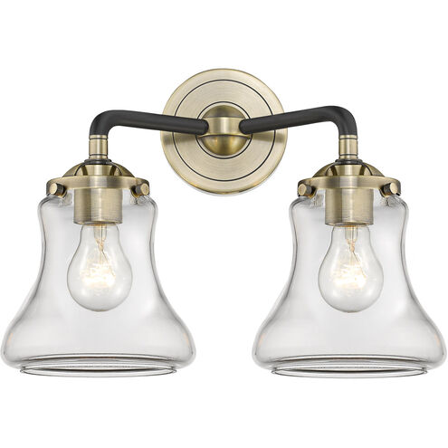 Nouveau Bellmont 2 Light 14 inch Black Antique Brass Bath Vanity Light Wall Light in Clear Glass, Nouveau