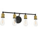 Serif 4 Light 22 inch Brass and Black Wall Sconce Wall Light