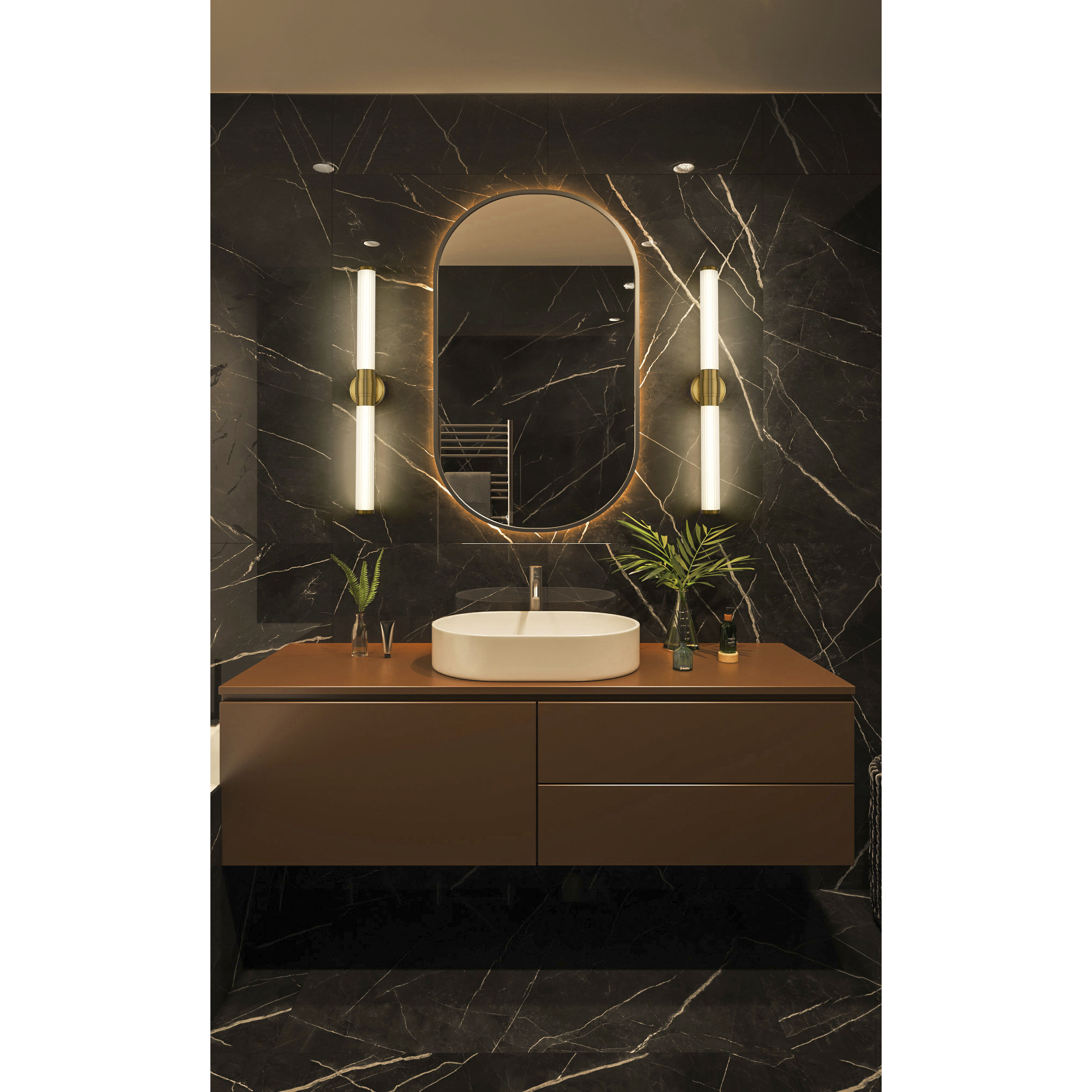 Warwick LED 32.5 inch Modern Gold Bath Vanity Wall Light