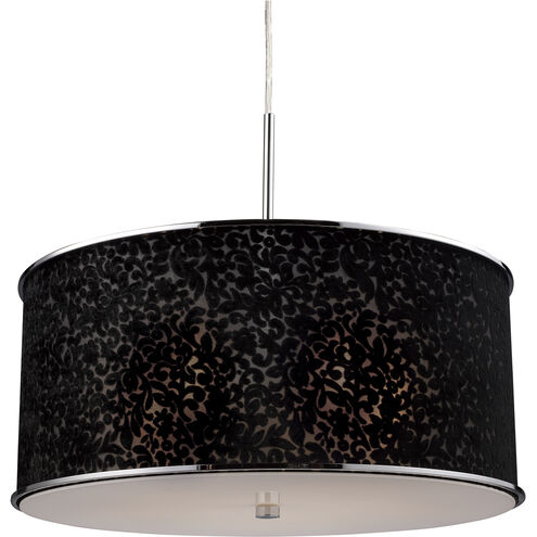Fabrique 5 Light 21 inch Black with Polished Chrome and White Chandelier Ceiling Light