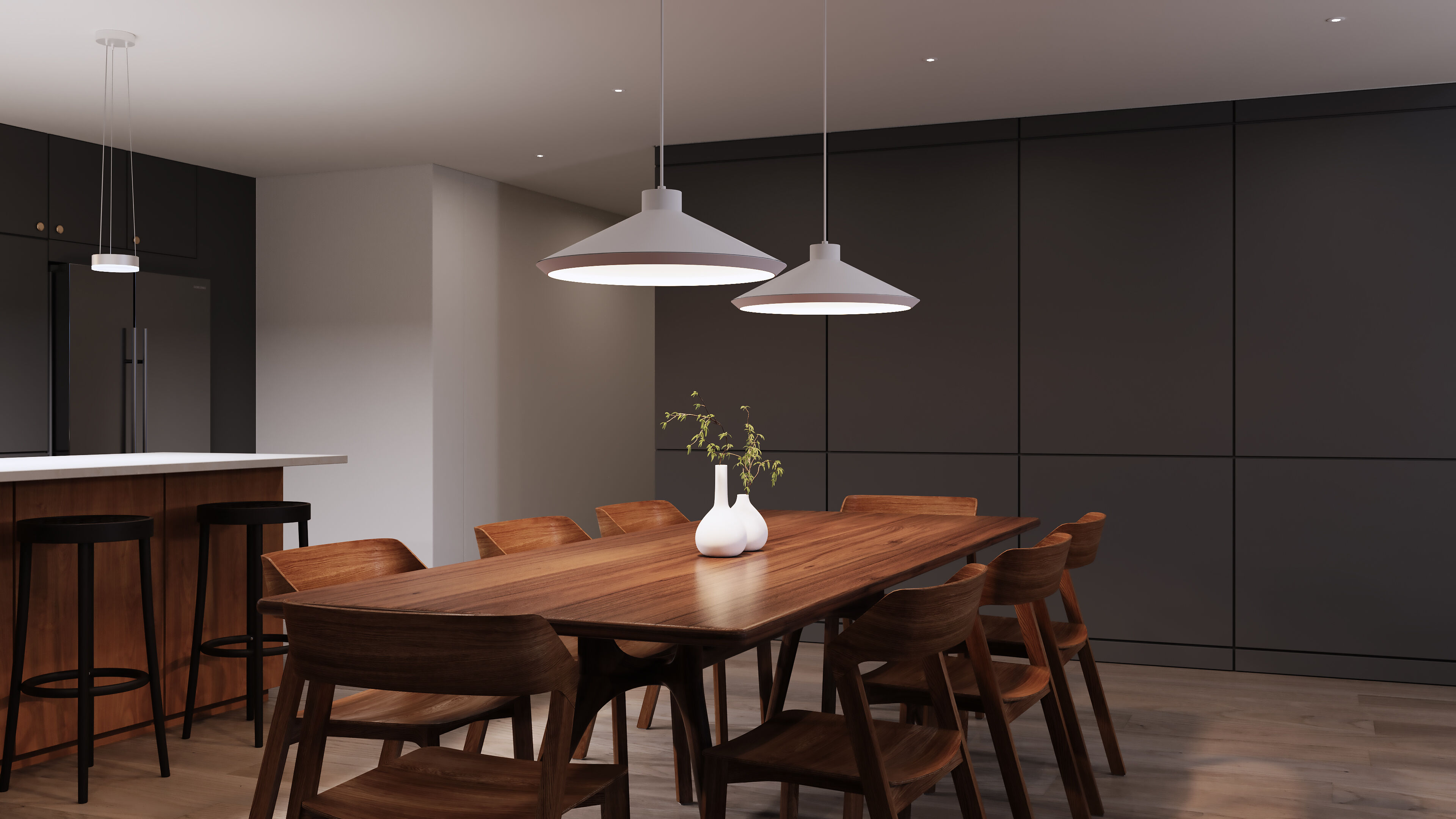 Koma LED 22 inch Satin White Pendant Ceiling Light in GU24