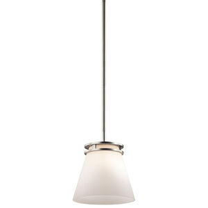 Hendrik 1 Light 8 inch Brushed Nickel Mini Pendant Ceiling Light in Satin Etched Cased Opal