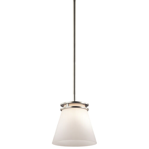 Hendrik 1 Light 8 inch Brushed Nickel Mini Pendant Ceiling Light in Satin Etched Cased Opal