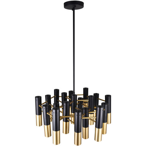 Anem 19 Light 26 inch Matte Black and Satin Gold Down Chandelier Ceiling Light