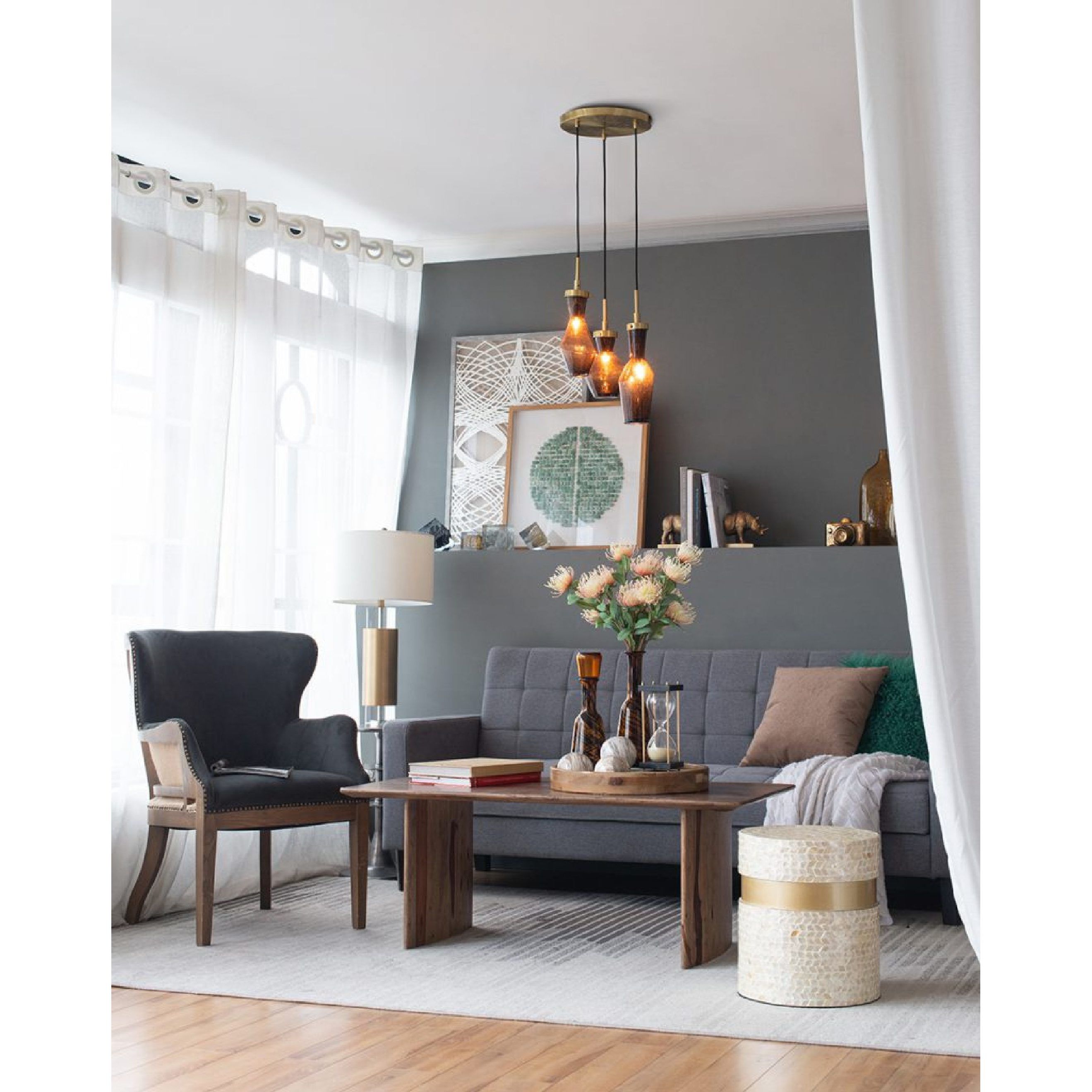 Dugan Dark Grey and Brown Arm Chair