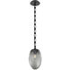 Meteo 1 Light 8 inch Matte Black Pendant Ceiling Light in Smoke, Rectangular Chain