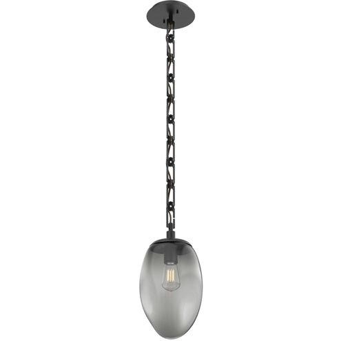 Meteo 1 Light 8 inch Matte Black Pendant Ceiling Light in Smoke, Rectangular Chain