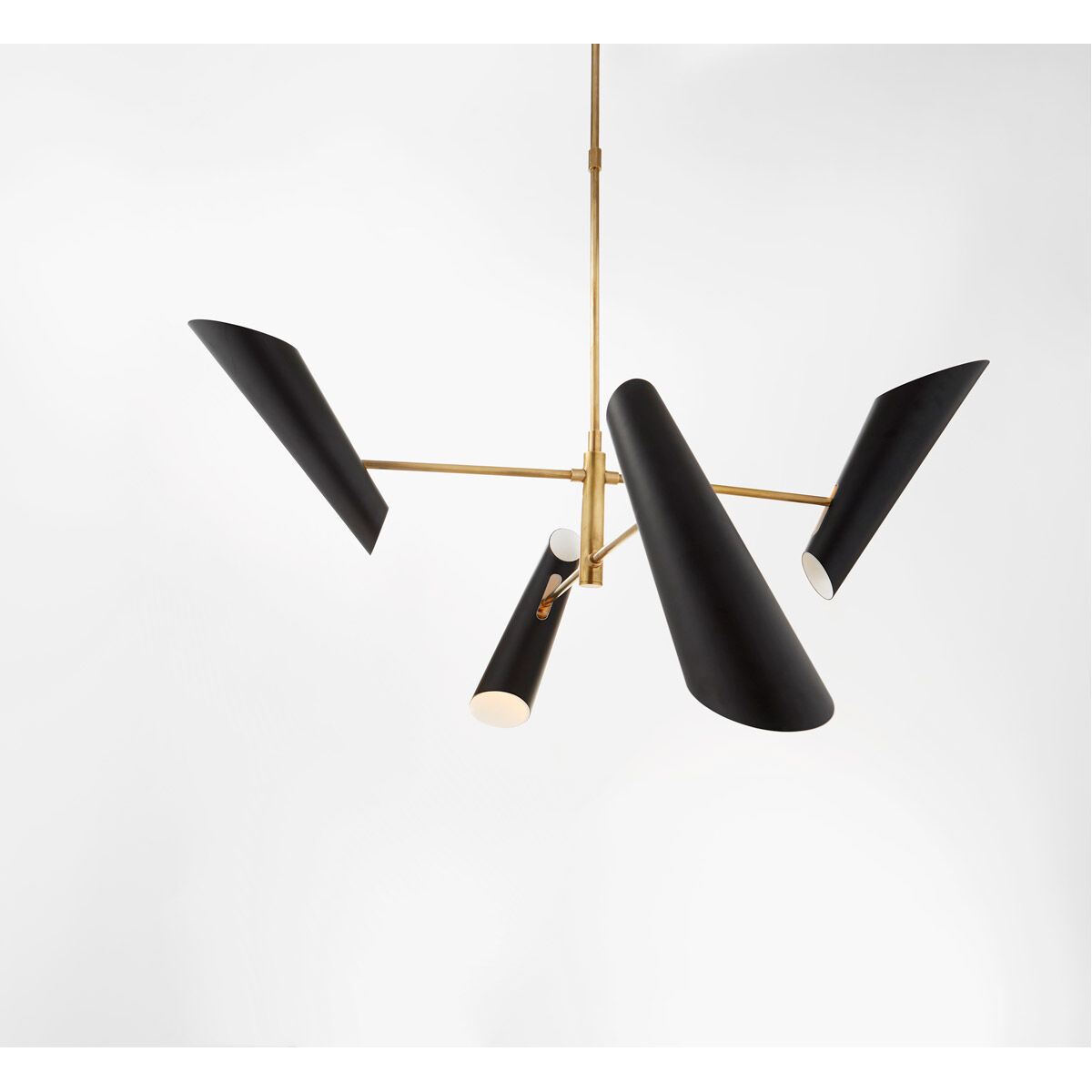 AERIN Franca LED 33 inch Hand-Rubbed Antique Brass Pivoting Chandelier Ceiling Light in Black, Small