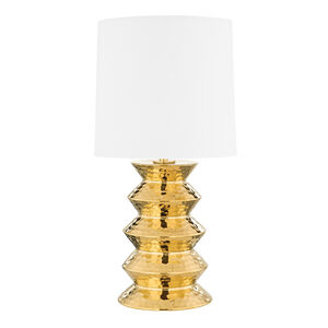 Zoe 25 inch 75.00 watt Aged Brass/Ceramic Gold Table Lamp Portable Light