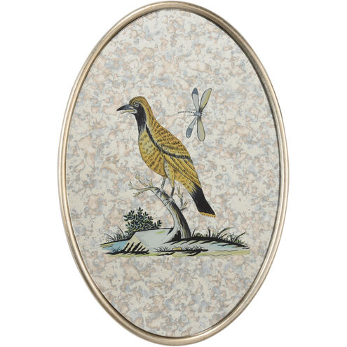 Antiqued Mirrored Bird D Silver Wall Decor, Oval