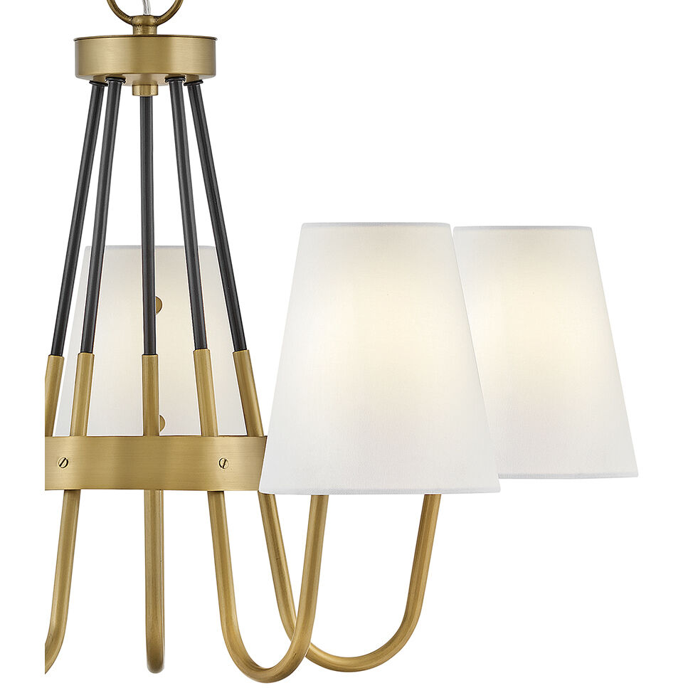 Aston 5 Light 28.25 inch Heritage Brass with Black Indoor Chandelier Ceiling Light