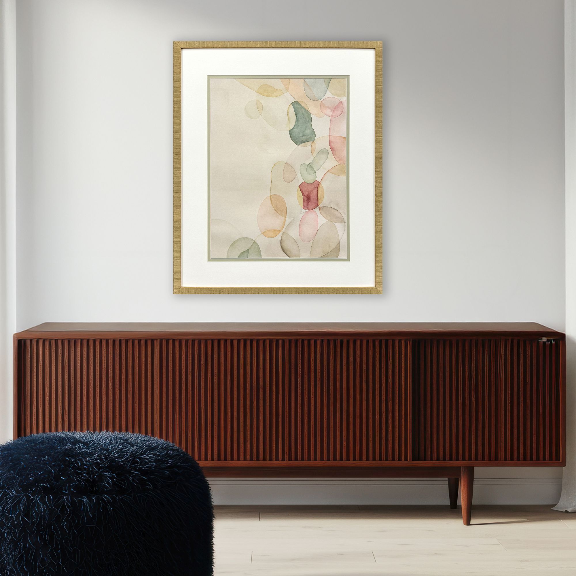 Pastel River Rock Green and Orange and Pink and Red Framed Art