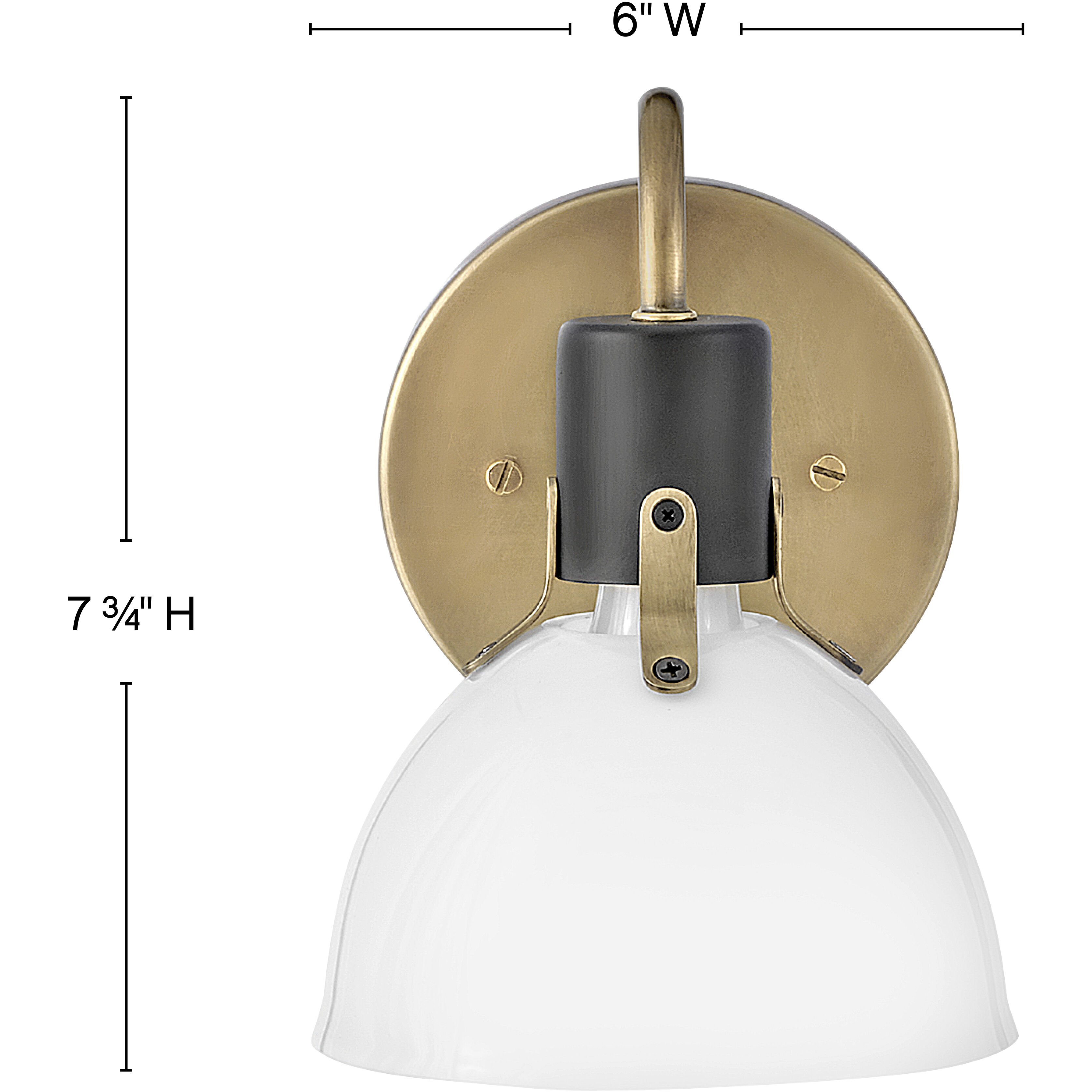 Argo 1 Light 7.25 inch Heritage Brass with Black Vanity Light Wall Light