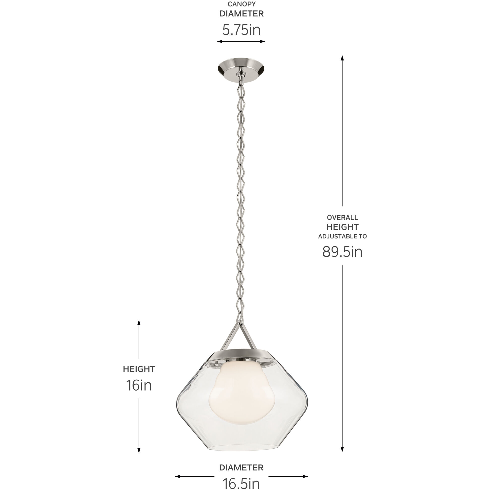 Nella 1 Light Polished Nickel Pendant Ceiling Light