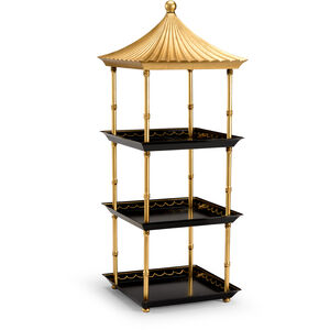 Bradshaw Orrell 33 X 12 inch Black/Gold Leaf Pagoda Shelf