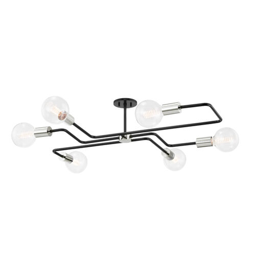 Jena 6 Light 40 inch Polished Nickel/Textured Black Combo Semi Flush Ceiling Light