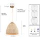 Copa 1 Light 16 inch Natural Brass Pendant Ceiling Light, Converts to Semi Flush