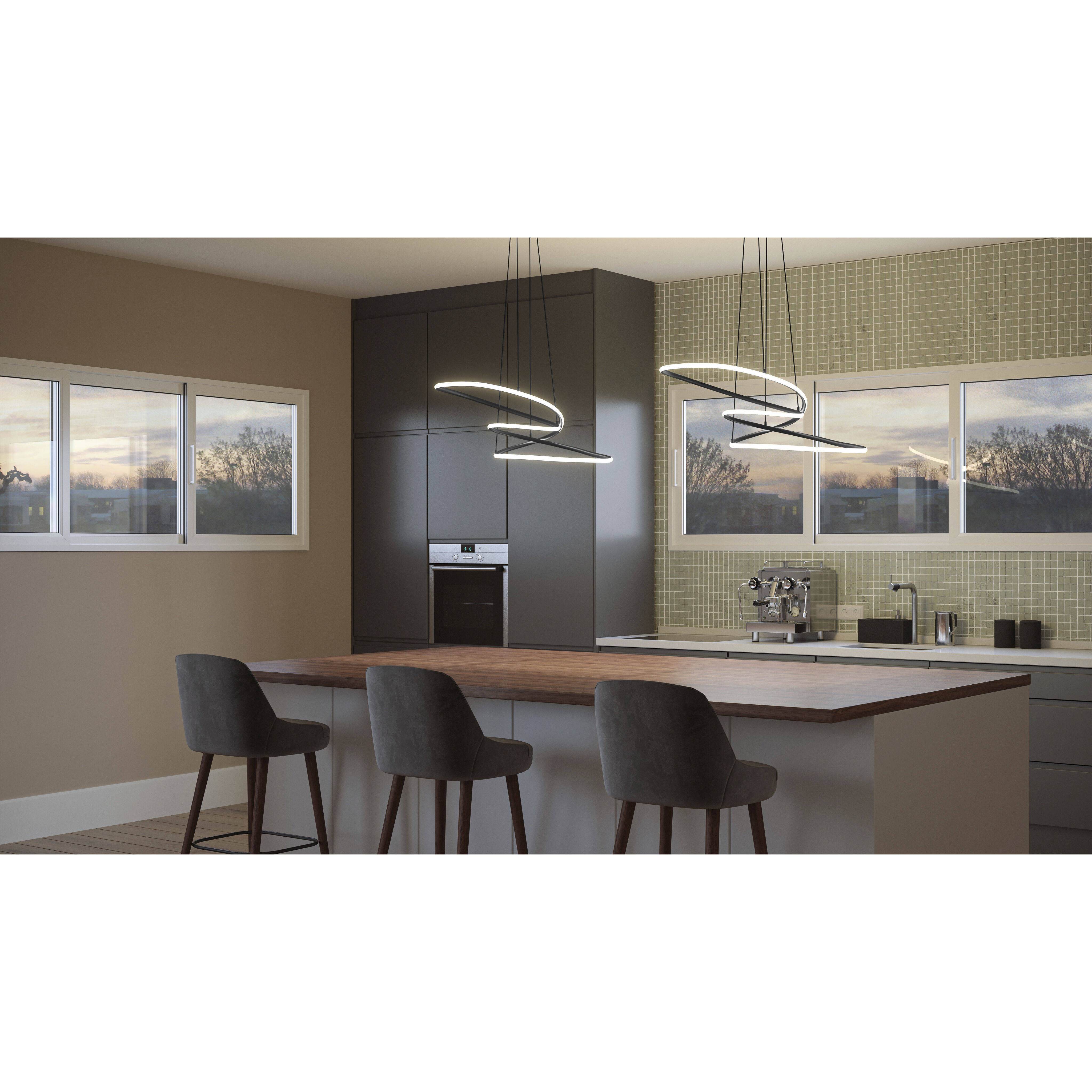 Ovard LED 28 inch Matte Black Pendant Ceiling Light