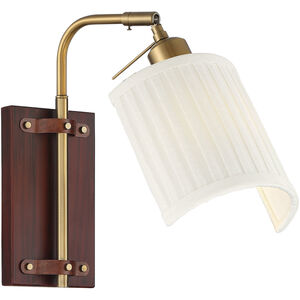 Mid-Century 7 inch 40.00 watt Redwood with Natural Brass Adjustable Wall Sconce Wall Light