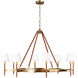 Katie 8 Light 48 inch Time Worn Brass / Saddle Leather Chandelier Ceiling Light