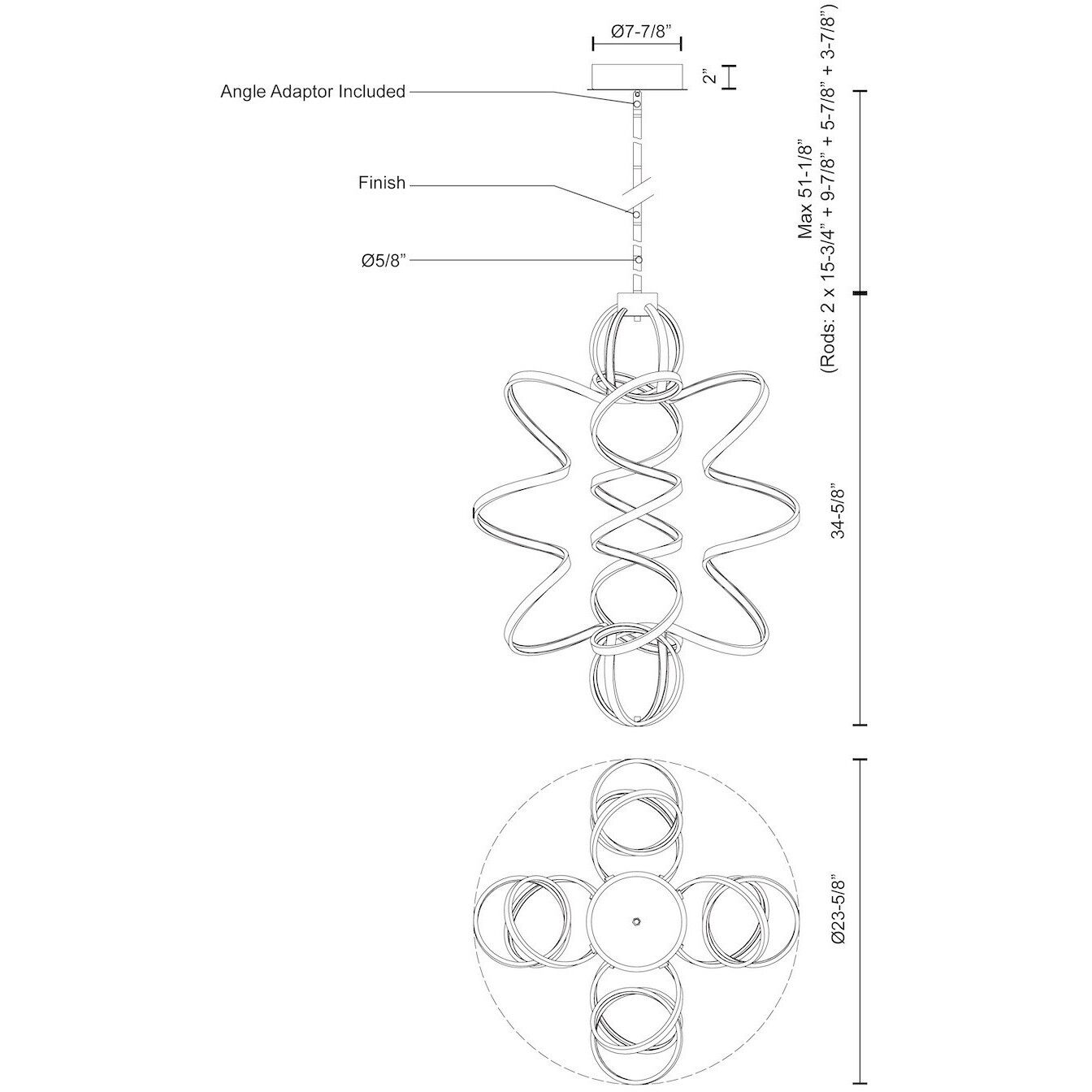Synergy LED 23.63 inch Antique Brass Chandelier Ceiling Light