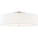 Textile Collection 6 Light 30 inch Brushed Nickel Semi Flush Ceiling Light in White, Classic Family