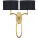 Allegretto Wall Sconce Wall Light in Gold Leaf, Black Fabric