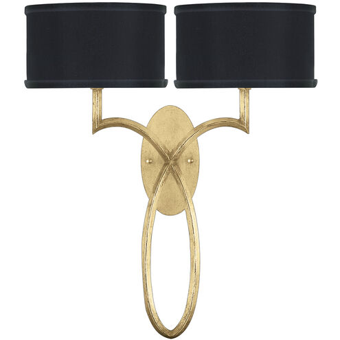 Allegretto Wall Sconce Wall Light in Gold Leaf, Black Fabric