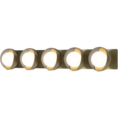 Brooklyn 5 Light 38 inch Modern Brass and Vintage Platinum Straight Bath Sconce Wall Light in Modern Brass/Vintage Platinum, Straight