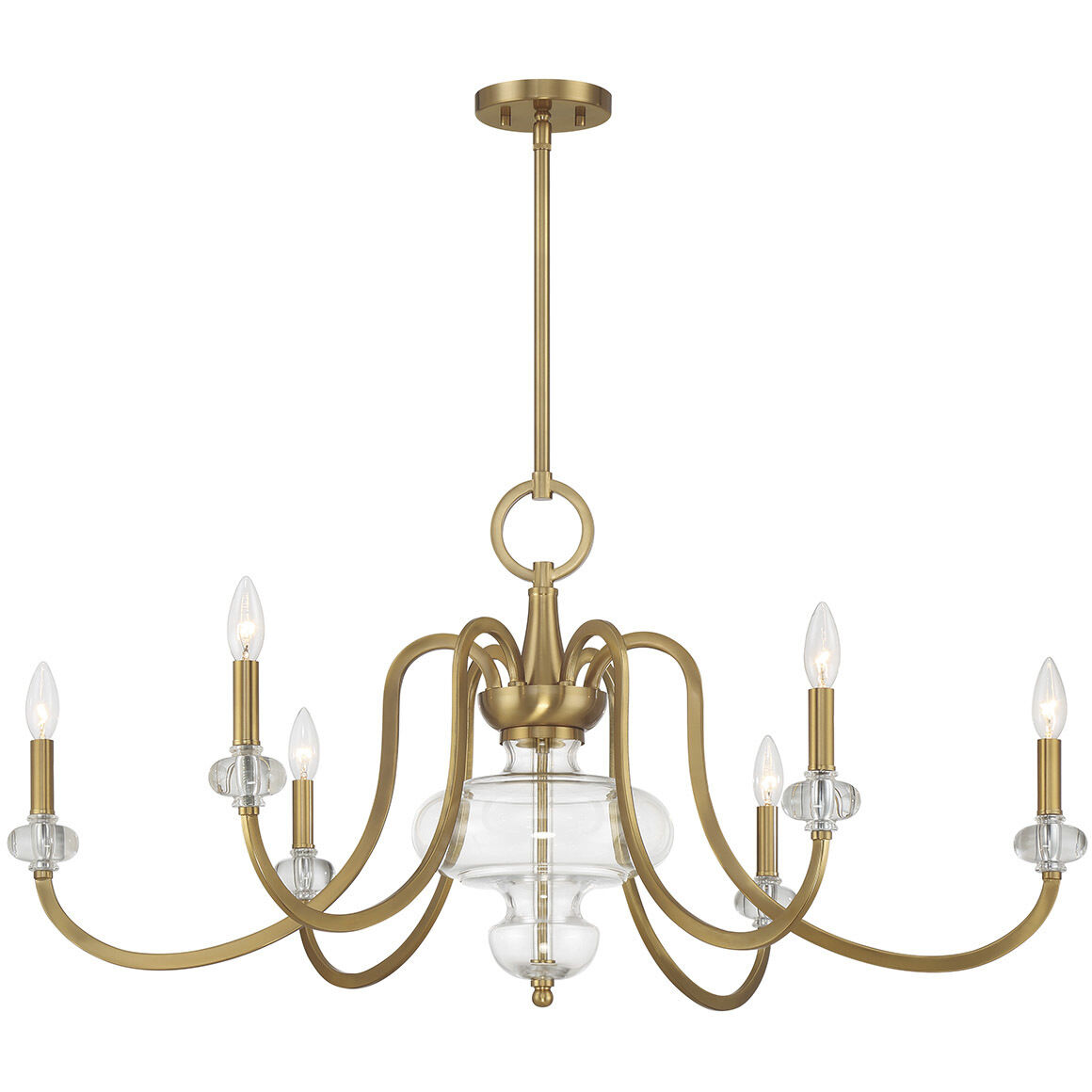 Bergdorf 6 Light 39 inch Warm Brass Chandelier Ceiling Light