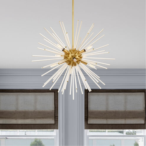 Utopia 8 Light 34 inch Satin Brass Pendant Chandelier Ceiling Light