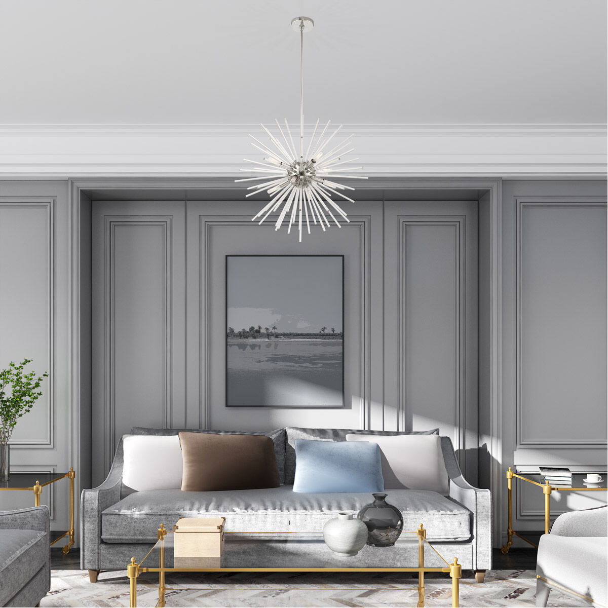 Utopia 8 Light 25.75 inch Polished Chrome Pendant Chandelier Ceiling Light